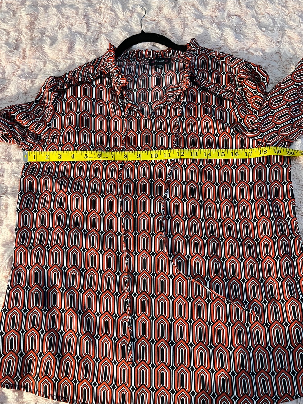 CeCe Red Geometric Ruffle-Neck Blouse - Picture 6 of 7
